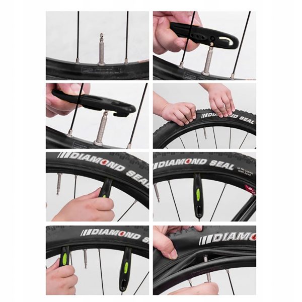 2 velosipēda riepu un kameru sviru komplekts QTB004 - melns