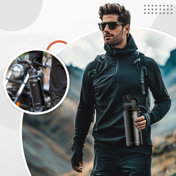 Termiskā velosipēda dzēriena pudele 620ml tērauda - melna