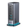 Uzlādes stacijas daudzportu lādētājs GaN 65W EU 4x USB-C un 2x USB-A - tumši pelēks