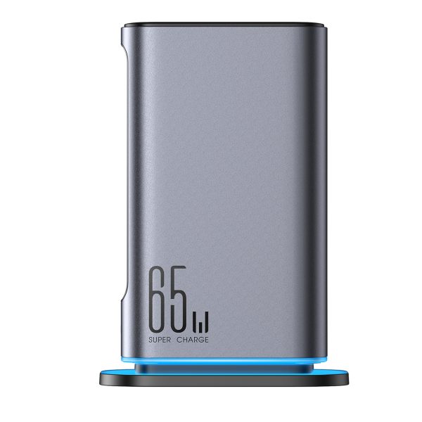 Uzlādes stacijas daudzportu lādētājs GaN 65W EU 4x USB-C un 2x USB-A - tumši pelēks