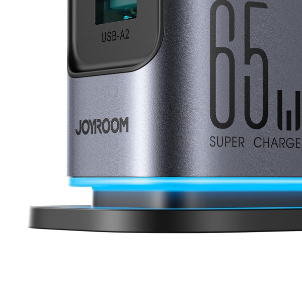 Uzlādes stacijas daudzportu lādētājs GaN 65W EU 4x USB-C un 2x USB-A - tumši pelēks