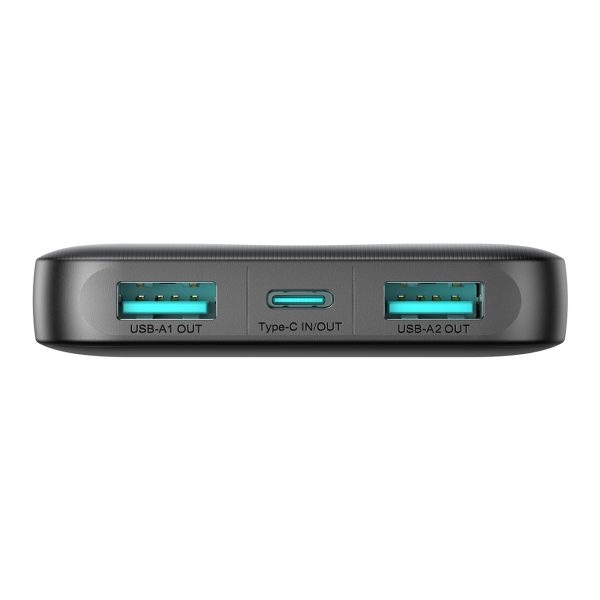 Powerbank JR-PBF12 10000mAh 2.4A 2x USB-A 1x USB-C - melns