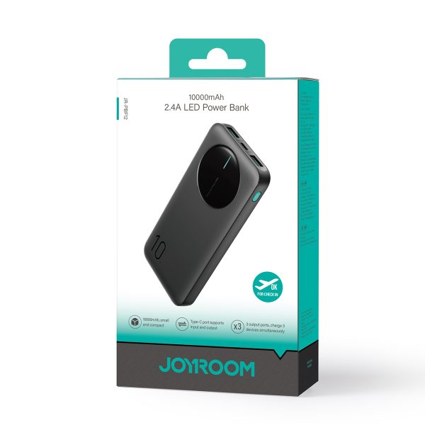 Powerbank JR-PBF12 10000mAh 2.4A 2x USB-A 1x USB-C - melns