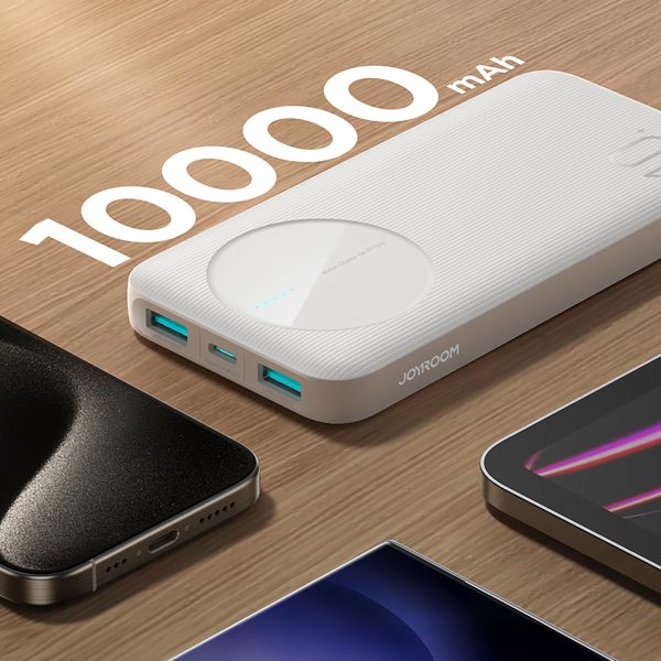 Powerbank JR-PBF12 10000mAh 2.4A 2x USB-A 1x USB-C - balts