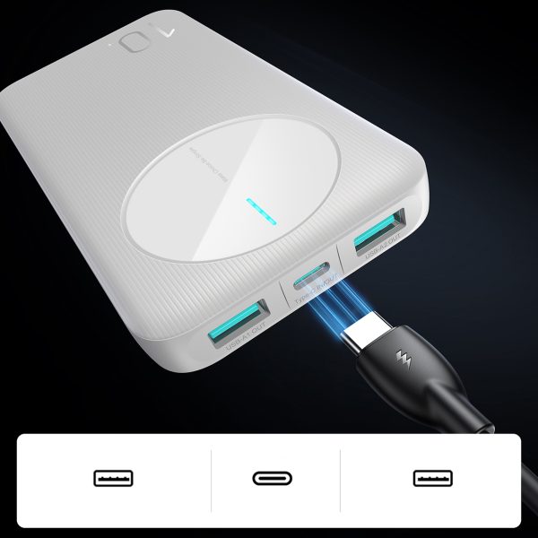 Powerbank JR-PBF12 10000mAh 2.4A 2x USB-A 1x USB-C - balts