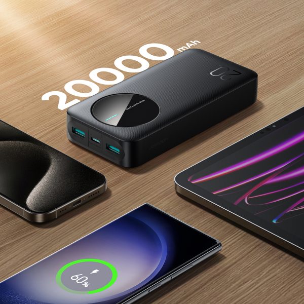 Powerbank JR-PBF14 20000mAh 2.4A 2x USB-A 1x USB-C - melns