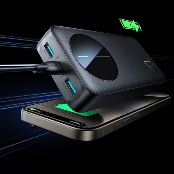 Powerbank JR-PBF14 20000mAh 2.4A 2x USB-A 1x USB-C - melns