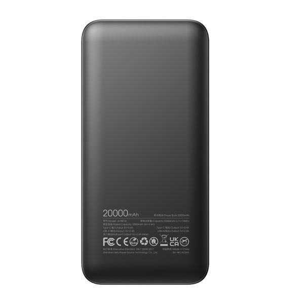 Powerbank JR-PBF14 20000mAh 2.4A 2x USB-A 1x USB-C - melns