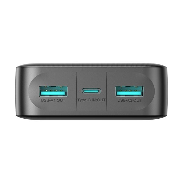 Powerbank JR-PBF14 20000mAh 2.4A 2x USB-A 1x USB-C - melns