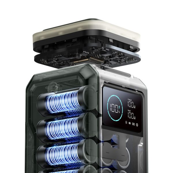 Ceļojumu pārnēsājamais akumulators 75000mAh 100W USB-C USB-A SOS signāla lampa - zaļa