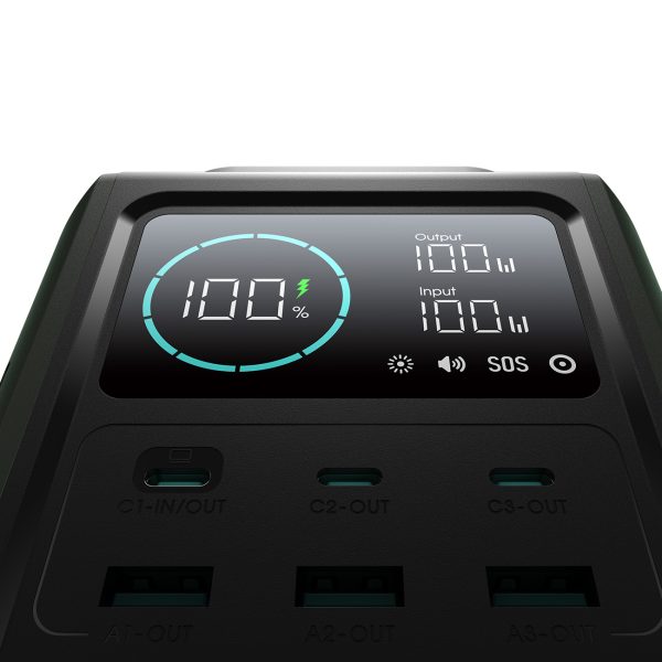 Ceļojumu pārnēsājamais akumulators 75000mAh 100W USB-C USB-A SOS signāla lampa - zaļa