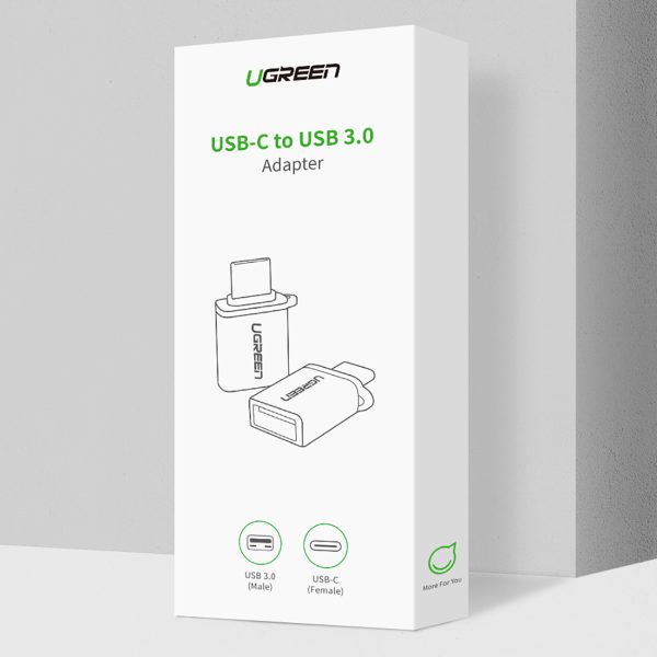 USB-C (vīriešu) - USB-A 3.0 (sieviešu) adapteris ar aukliņu - pelēks