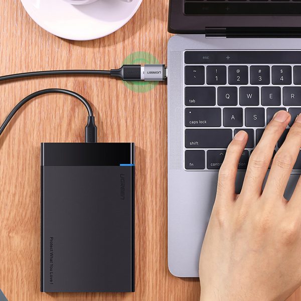USB-C (vīriešu) - USB-A 3.0 (sieviešu) adapteris ar aukliņu - pelēks