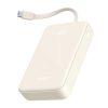 Powerbank 20000mAh 22.5W USB-C USB-A iebūvēts USB-C kabelis - balts