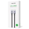 Kabelis apvalkā USB-C - USB-C PD QC FCP 100W 5A 480Mb/s 1.5m - pelēks