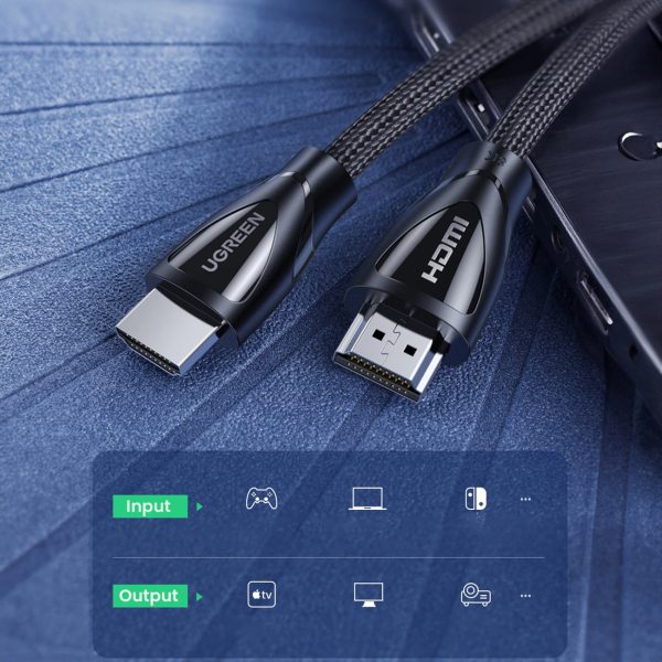 HDMI 2.1 8K 60Hz 4K 120Hz audio/video kabelis 1m - melns