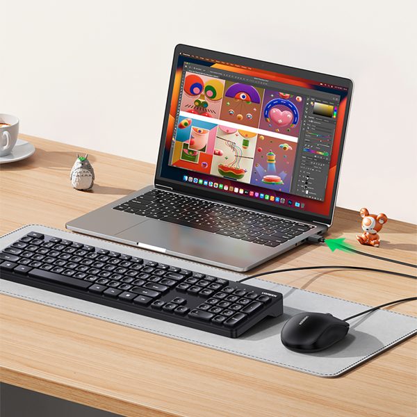 Vadu tastatūra ar Num Lock operētājsistēmai Windows MacOS iOS Linux 1,5 m - melna