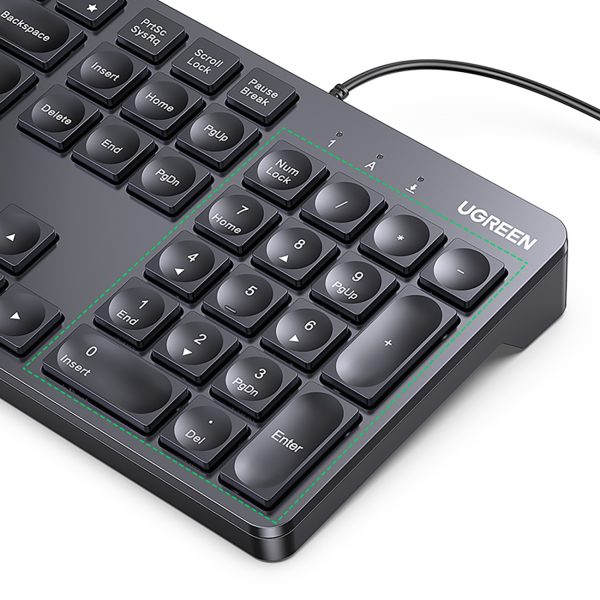 Vadu tastatūra ar Num Lock operētājsistēmai Windows MacOS iOS Linux 1,5 m - melna