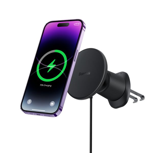 Automašīnas turētājs iPhone ar 15 W induktīvo lādētāju gaisa ventilācijas atverei - melns