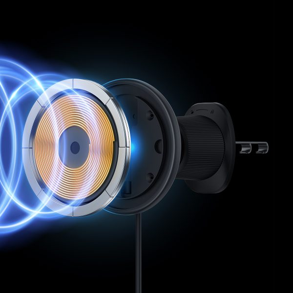 Automašīnas turētājs iPhone ar 15 W induktīvo lādētāju gaisa ventilācijas atverei - melns