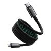 Volframa zelta kabelis ar magnētisku organizatoru USB-C 100W 1m - melns