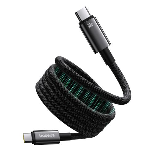 Volframa zelta kabelis ar magnētisku organizatoru USB-C 100W 1m - melns