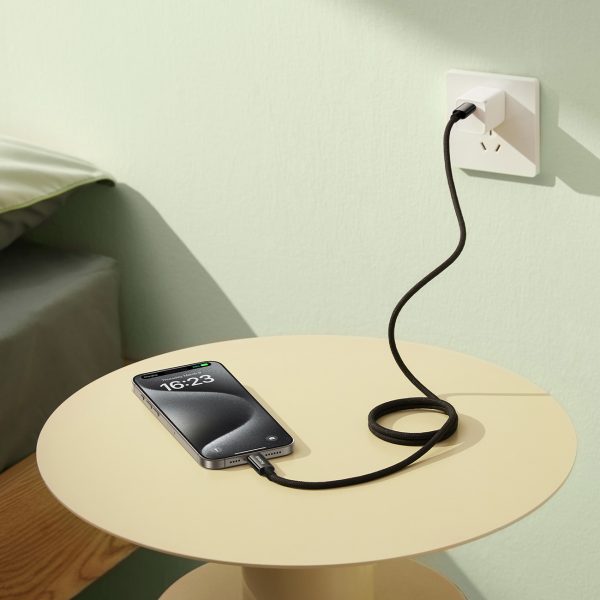 Volframa zelta kabelis ar magnētisku organizatoru USB-C 100W 1m - melns