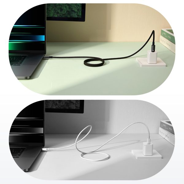 Volframa zelta kabelis ar magnētisku organizatoru USB-C 100W 1m - melns