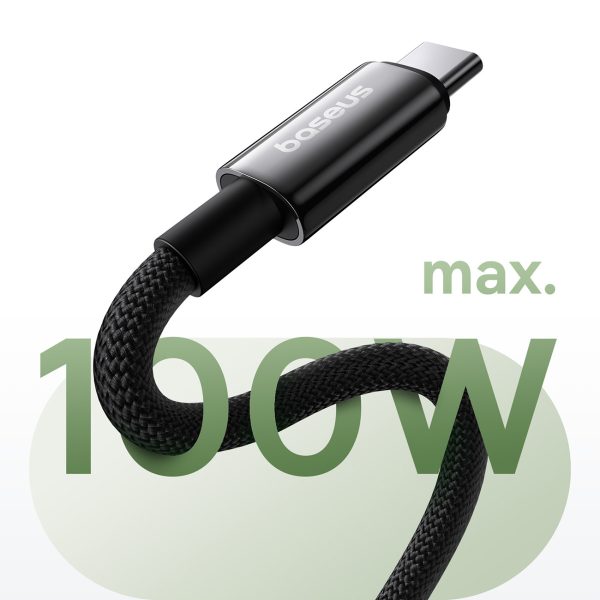 Volframa zelta kabelis ar magnētisku organizatoru USB-C 100W 1m - melns
