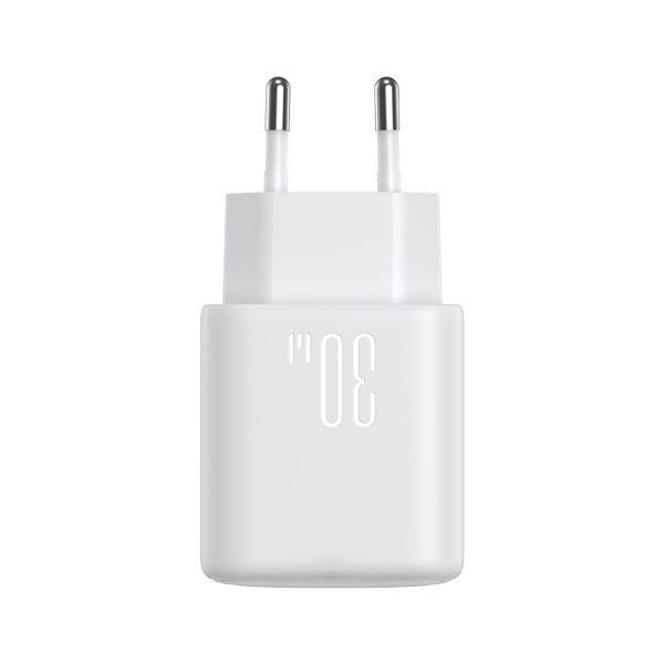 USB-C PD 30W QC SFC sienas lādētājs + 1m USB-C kabelis - balts
