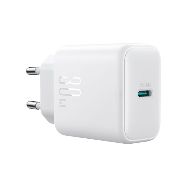 USB-C PD 30W QC SFC sienas lādētājs + 1m USB-C kabelis - balts