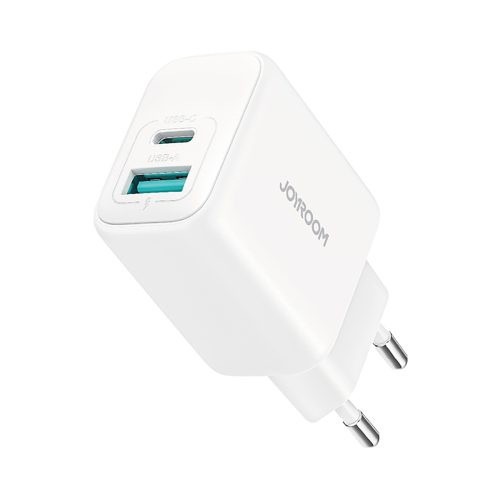 USB-C USB-A 20W PD QC 3.0 sienas lādētājs - balts