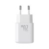 USB-C USB-A 20W PD QC 3.0 sienas lādētājs - balts