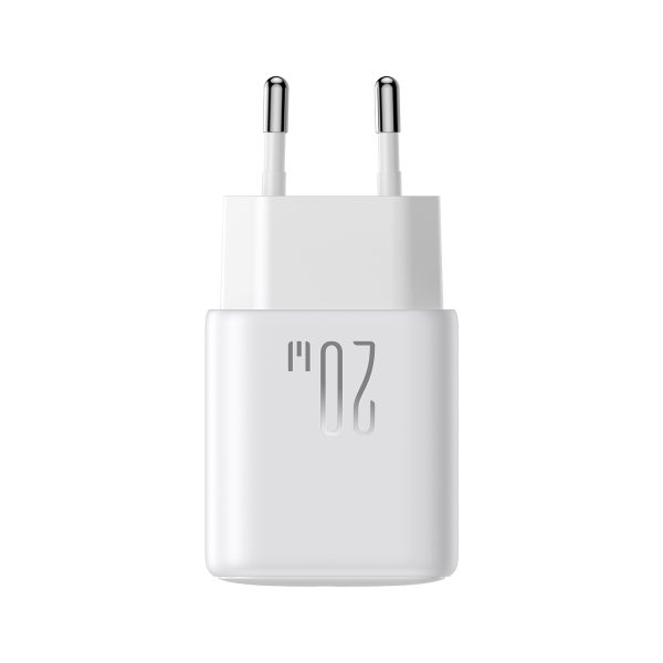 USB-C USB-A 20W PD QC 3.0 sienas lādētājs - balts