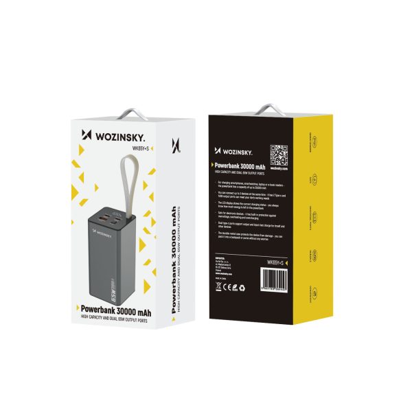 Powerbank K65+ 65W 30000mAh 2x USB-C 1x USB-A 65W - melns