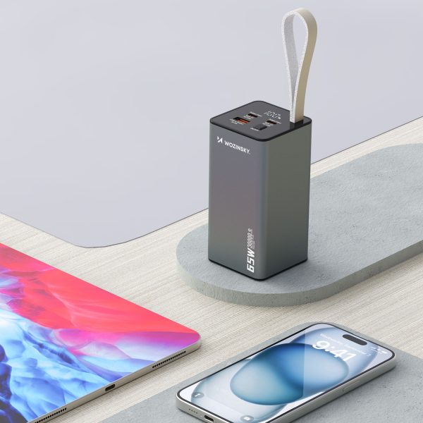 Powerbank K65+ 65W 30000mAh 2x USB-C 1x USB-A 65W - melns