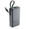 Powerbank 10000mAh PD30W ar iebūvētu USB-C kabeli - melns