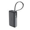 Powerbank 10000mAh PD30W ar iebūvētu USB-C kabeli - melns