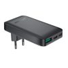 65 W GaN 2 USB-C USB-A īpaši plāns, plakans sienas lādētājs - melns