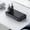 65 W GaN 2 USB-C USB-A īpaši plāns, plakans sienas lādētājs - melns