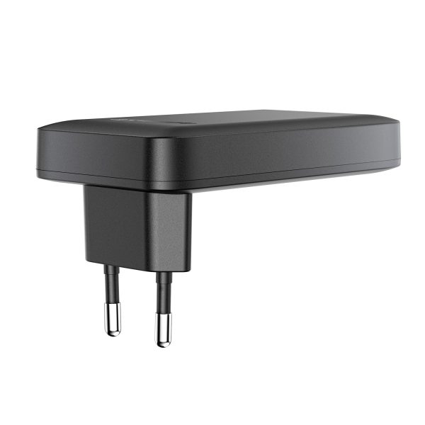 65 W GaN 2 USB-C USB-A īpaši plāns, plakans sienas lādētājs - melns