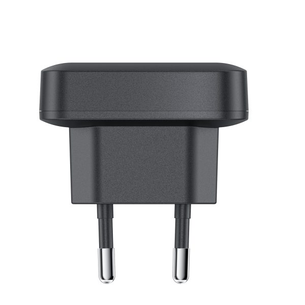 65 W GaN 2 USB-C USB-A īpaši plāns, plakans sienas lādētājs - melns
