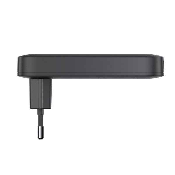 65 W GaN 2 USB-C USB-A īpaši plāns, plakans sienas lādētājs - melns