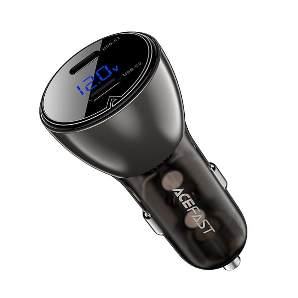 1027496-3-ladowarka-samochodowa-60w-2-usb-c-z-wyswietlaczem-acefast-hurtownia-dropshipping-1.jpg 60 W 2x USB-C automašīnas lādētājs ar displeju un metāla korpusu - melns