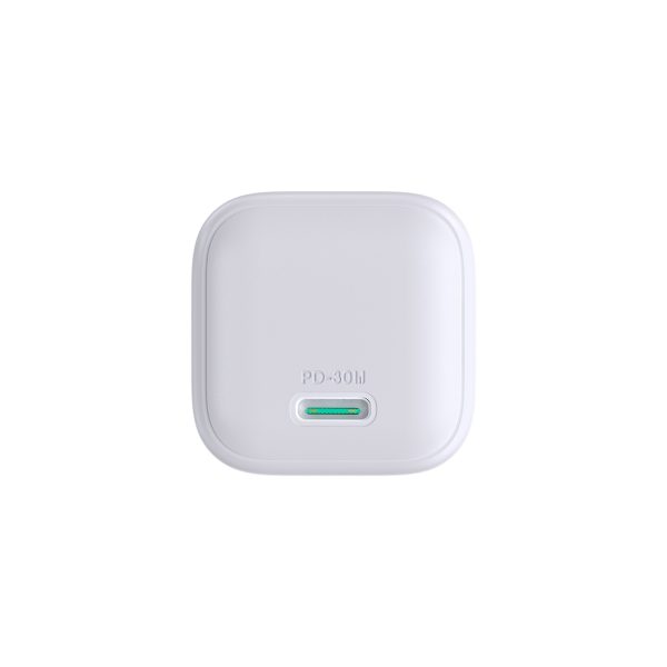 Mini 30W GaN USB-C sienas lādētājs - balts
