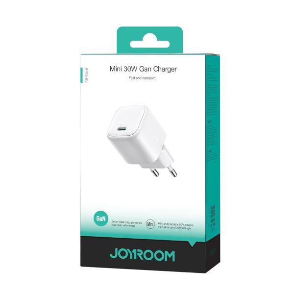 Mini 30W GaN USB-C sienas lādētājs - balts