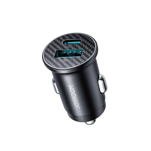 Mini 15W automašīnas lādētājs USB-A USB-C - melns