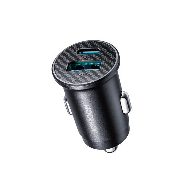 Mini 15W automašīnas lādētājs USB-A USB-C - melns