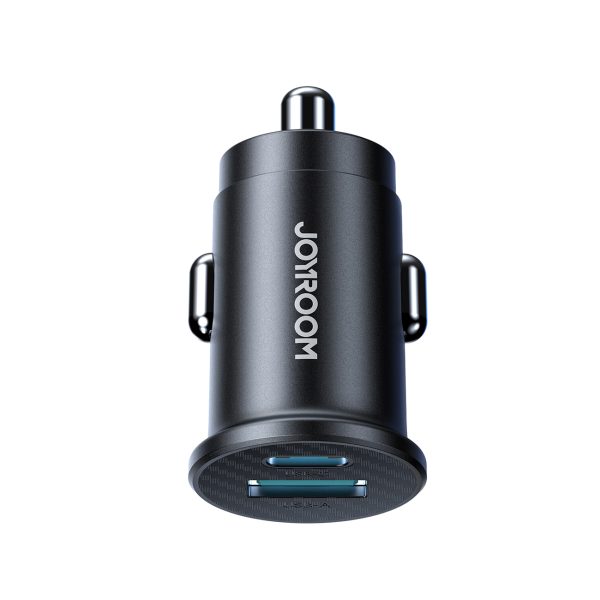 Mini 15W automašīnas lādētājs USB-A USB-C - melns