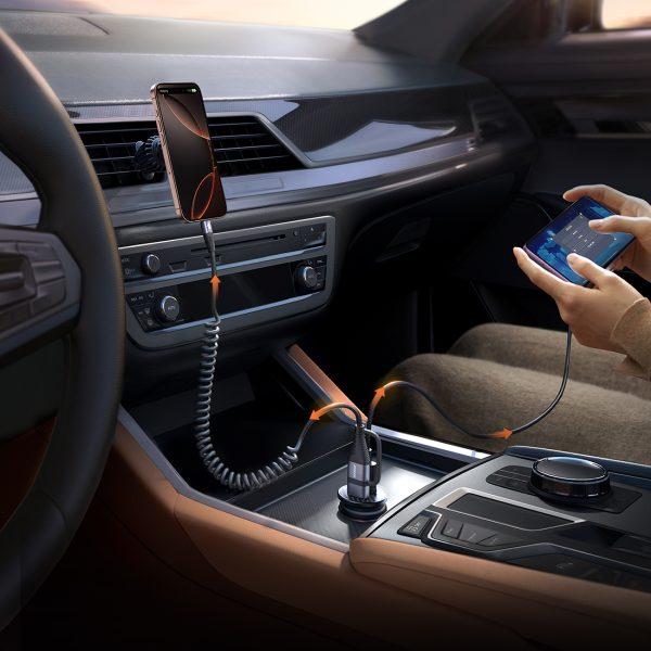 Mini 15W automašīnas lādētājs USB-A USB-C - melns